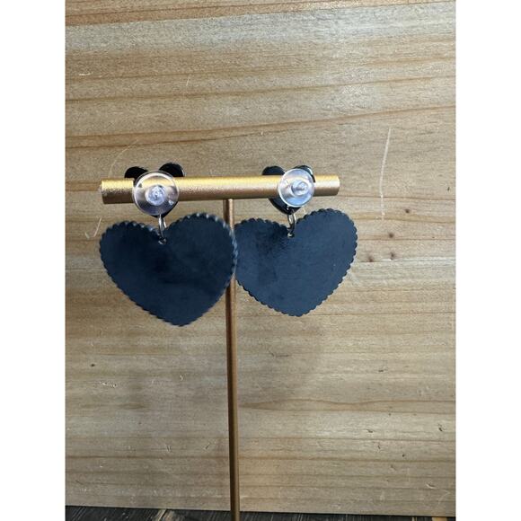 Heart checkered earrings black & white - Picture 3 of 3